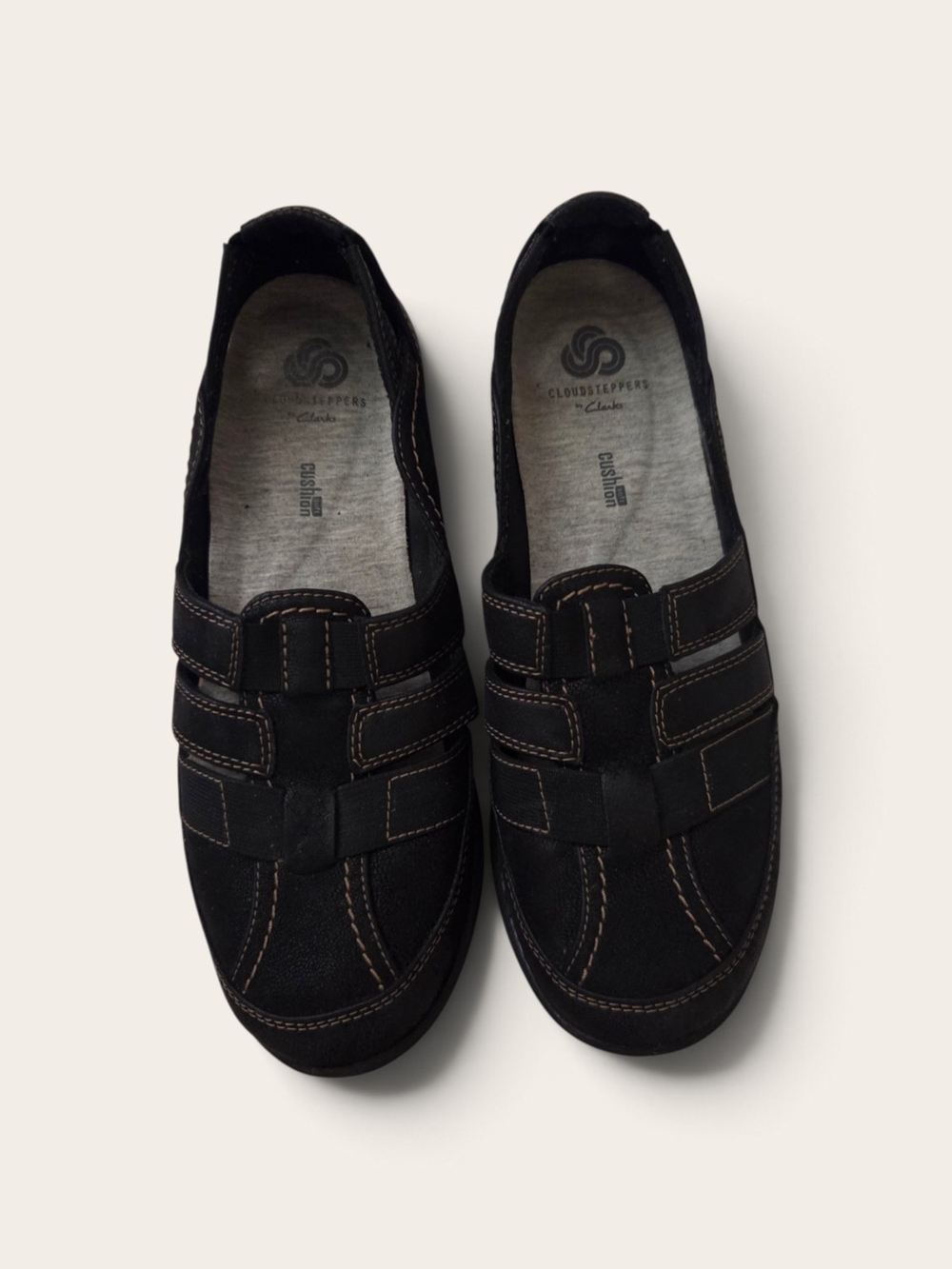 Clarks Cloudsteppers Black Leather Comfort Slip-On Loafers Womens Size 8